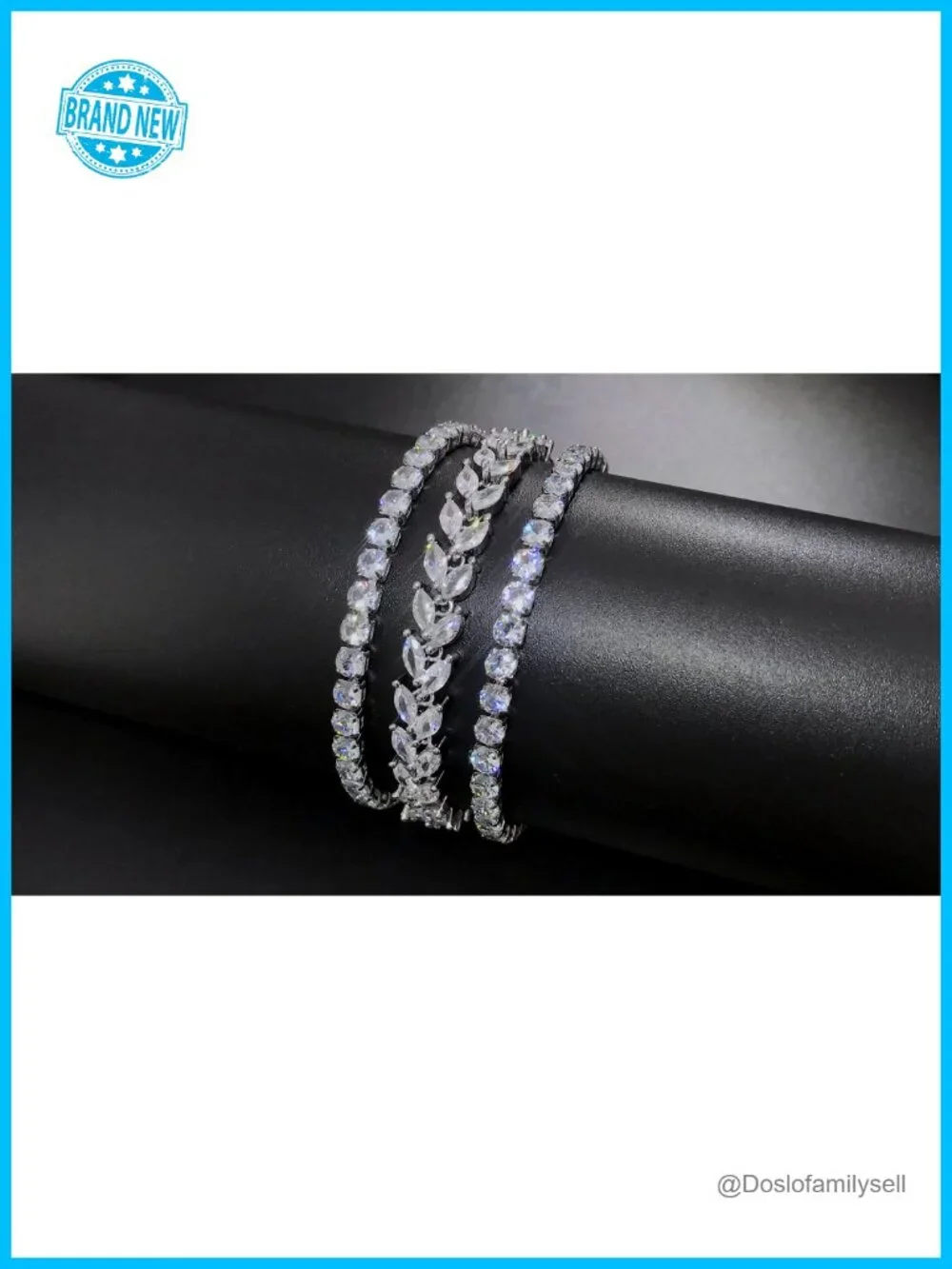 3 Pcs Tennis Bracelet Set | Marquise CZ Stones, Adjustable Stackable, Gold